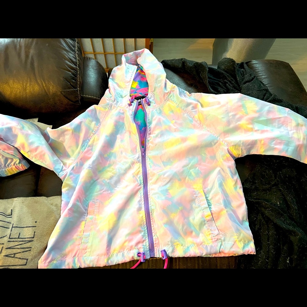 Multicolored zip up crop jacket